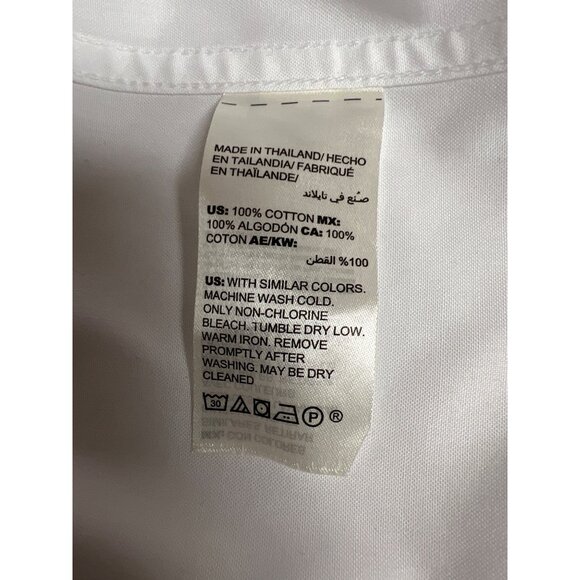 Chicos Women's Blouse White Button Up No Iron Cotton Contrast Trim Tunic Medium - Picture 12 of 13